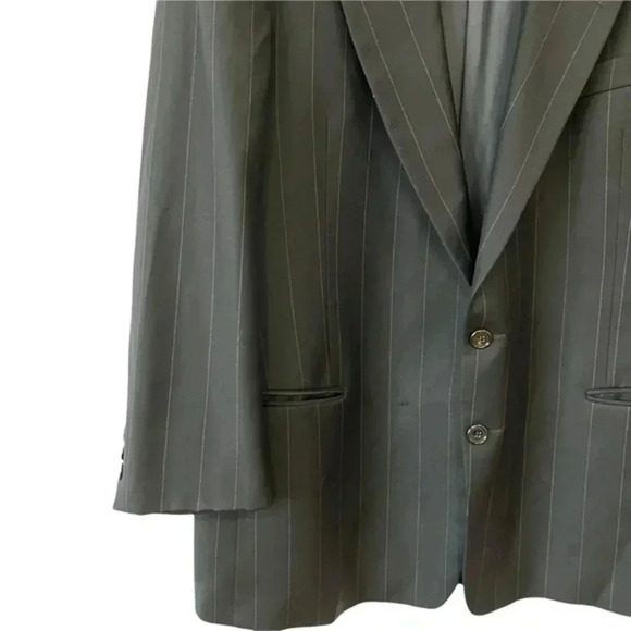 Hickey Freeman 100% Wool Men’s Pinstripes Sport Coat in Black Size 46R - Picture 5 of 10